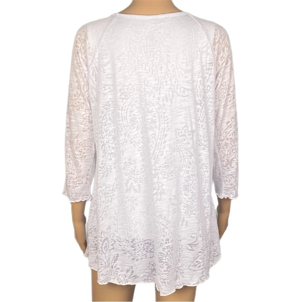 MIRACLEBODY by MIRACLESUIT white burnout fabric top over slimming tank top Large - Picture 8 of 13